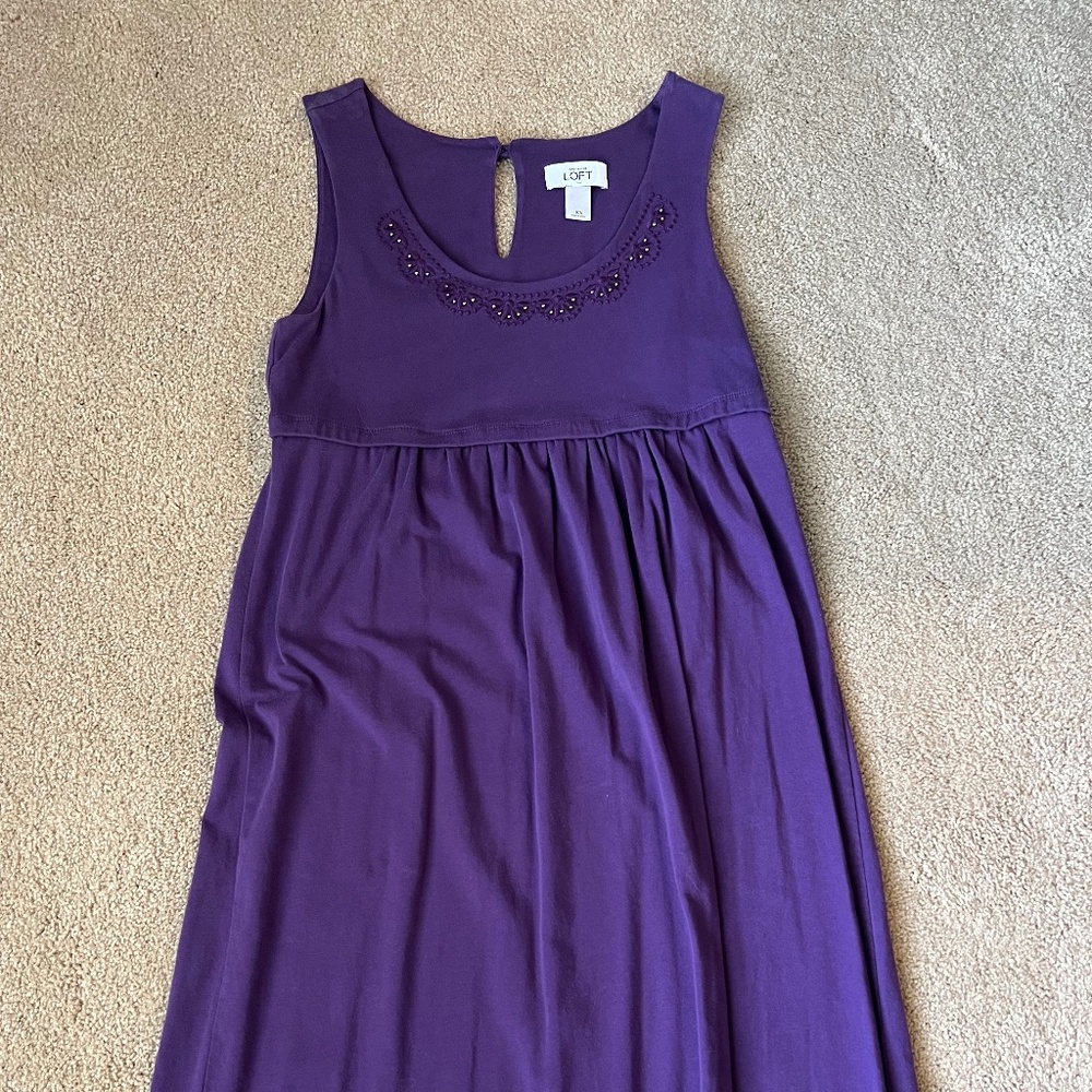 Purple Ann Taylor Loft Beaded/Embroidered Dress Size XS